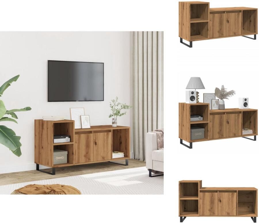 VidaXL Tv-meubel Tv-meubelen Tv-standaard Televisiemeubel Tv-meubel 100x35x55 cm bewerkt hout artisanaal eikenkleur