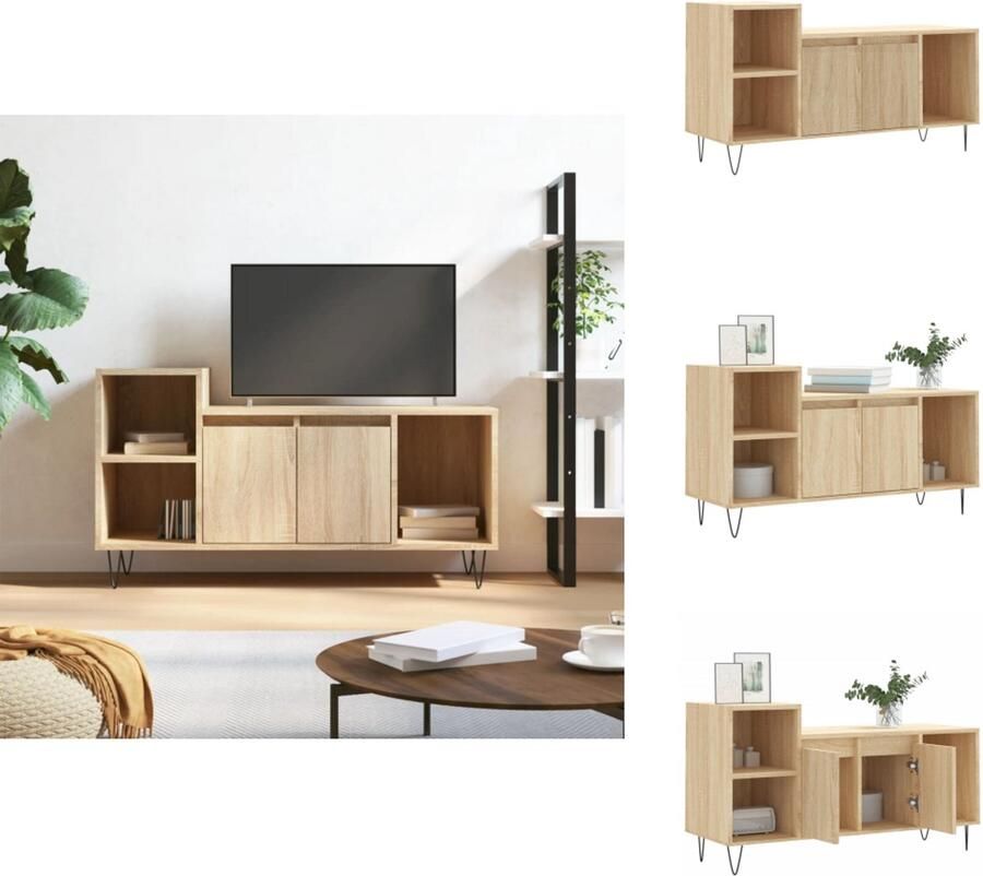 VidaXL Tv-meubel Tv-meubelen Tv-standaard Televisiemeubel Tv-meubel 100x35x55 cm bewerkt hout sonoma eikenkleurig