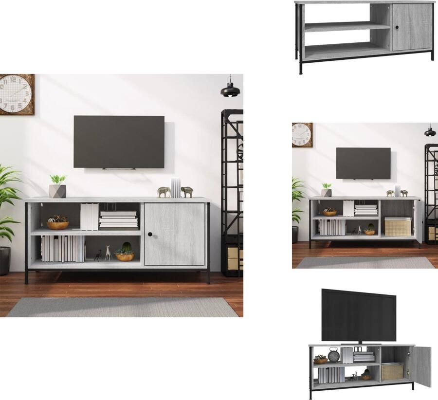 VidaXL Tv-meubel Tv-meubelen Tv-standaard Televisiemeubel Tv-meubel 100x40x45 cm bewerkt hout grijs sonoma eikenkleurig
