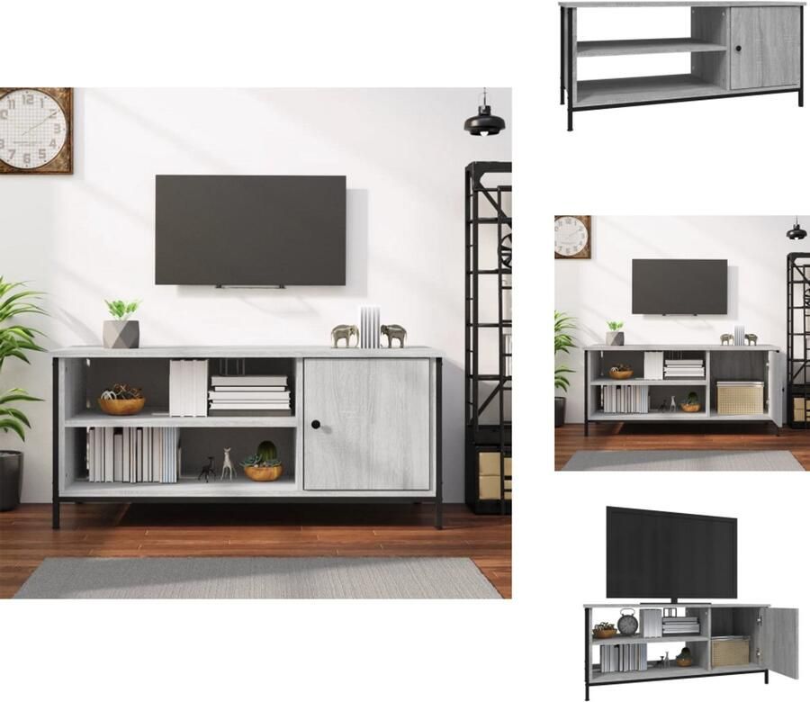 VidaXL Tv-meubel Tv-meubelen Tv-standaard Televisiemeubel Tv-meubel 100x40x45 cm bewerkt hout grijs sonoma eikenkleurig - Foto 2