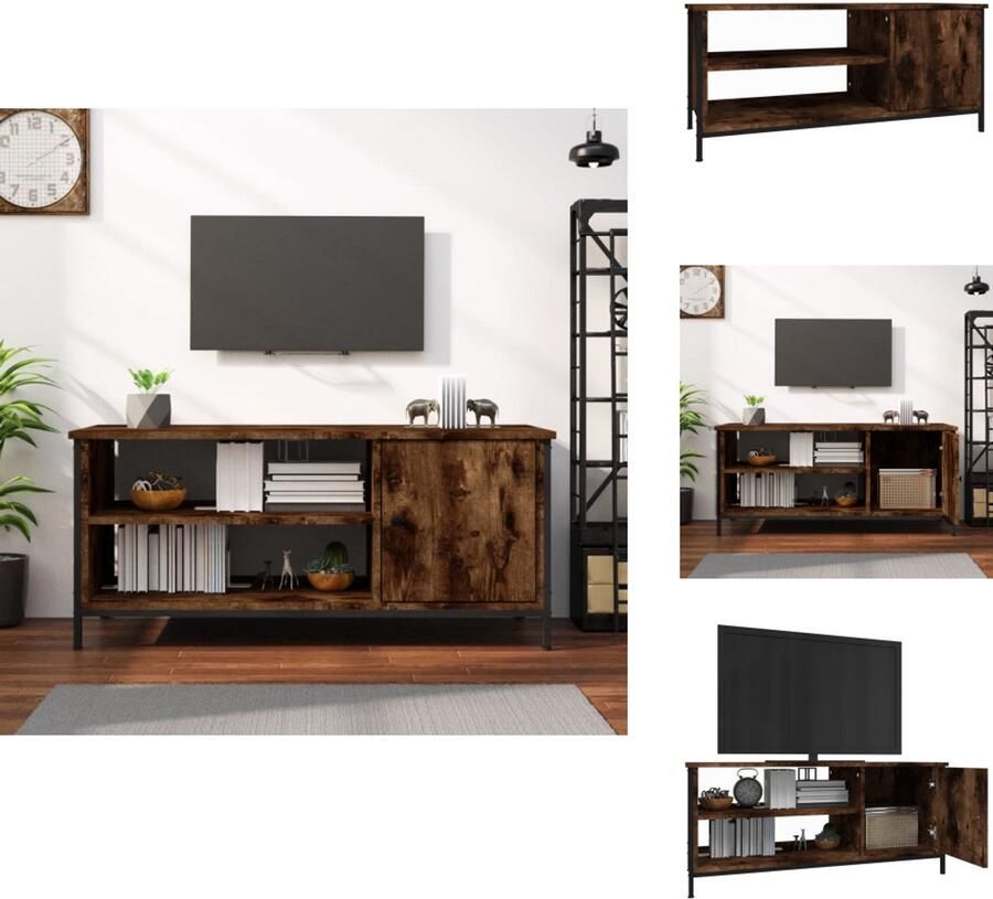 VidaXL Tv-meubel Tv-meubelen Tv-standaard Televisiemeubel Tv-meubel 100x40x45 cm bewerkt hout gerookt eikenkleurig - Foto 2