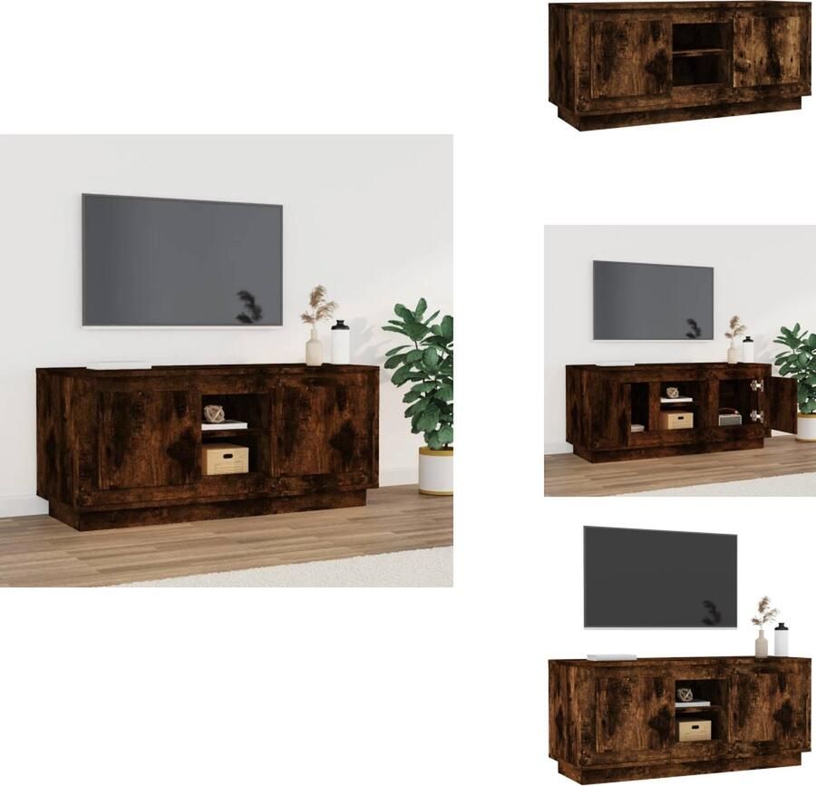 VidaXL Tv-meubel Tv-meubelen Tv-standaard Televisiemeubel Tv-meubel 102x35x45 cm bewerkt hout gerookt eikenkleurig