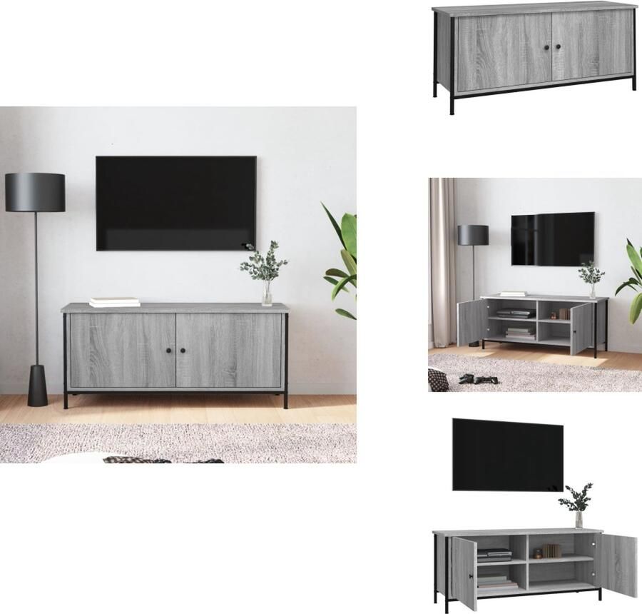 VidaXL Tv-meubel Tv-meubelen Tv-standaard Televisiemeubel Tv-meubel 102x35x45 cm bewerkt hout grijs sonoma eikenkleurig - Foto 3