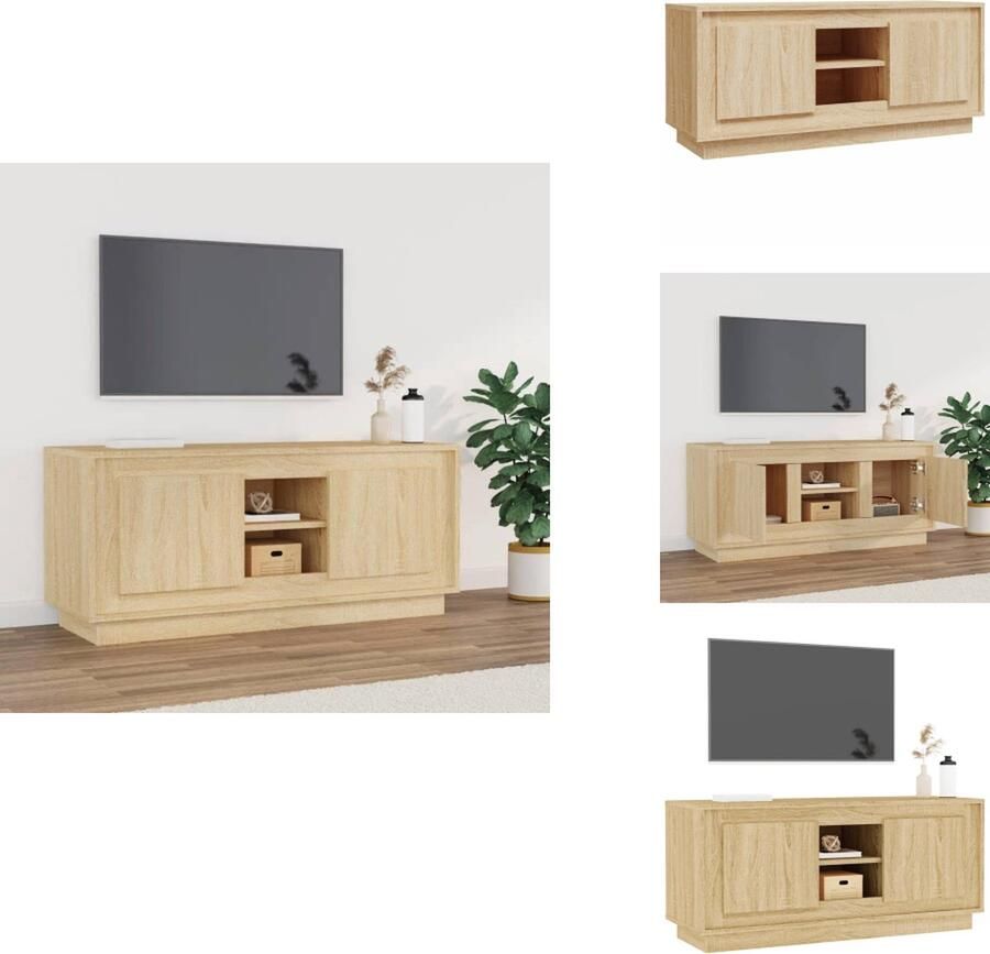 VidaXL TV-meubel Sonoma Eiken 102 x 35 x 45 cm Trendy en praktisch Voldoende opbergruimte Stevig blad Praktische deuren Kast