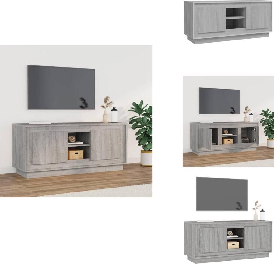 VidaXL Tv-meubel Tv-meubelen Tv-standaard Televisiemeubel Tv-meubel 102x35x45 cm bewerkt hout grijs sonoma eikenkleurig - Foto 2