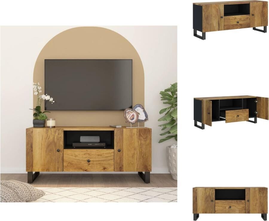 VidaXL Tv-meubel Tv-meubelen Tv-standaard Televisiemeubel Tv-meubel 105x33-5x46 cm massief mangohout en bewerkt hout - Foto 2
