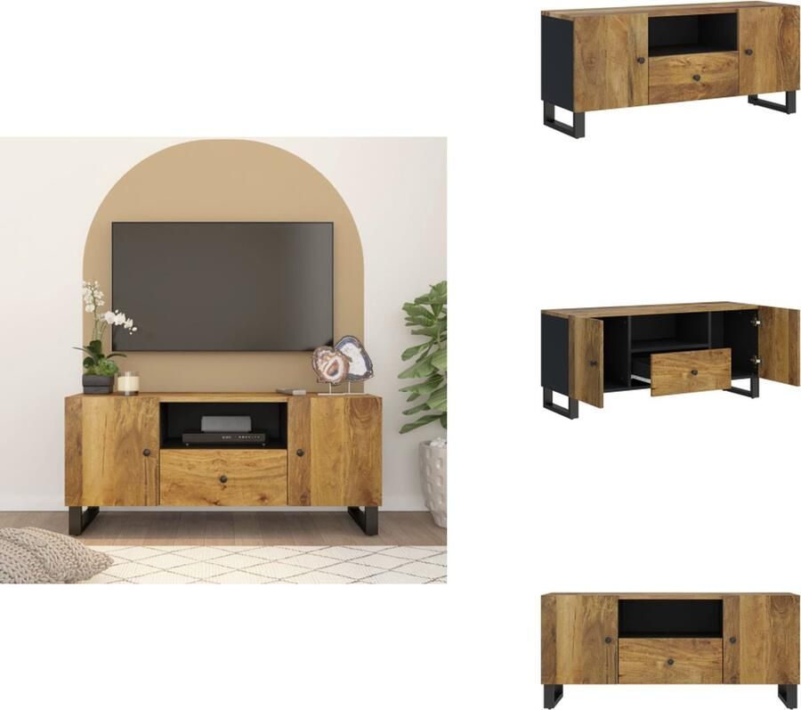 VidaXL Tv-meubel Tv-meubelen Tv-standaard Televisiemeubel Tv-meubel 105x33-5x46 cm massief mangohout en bewerkt hout