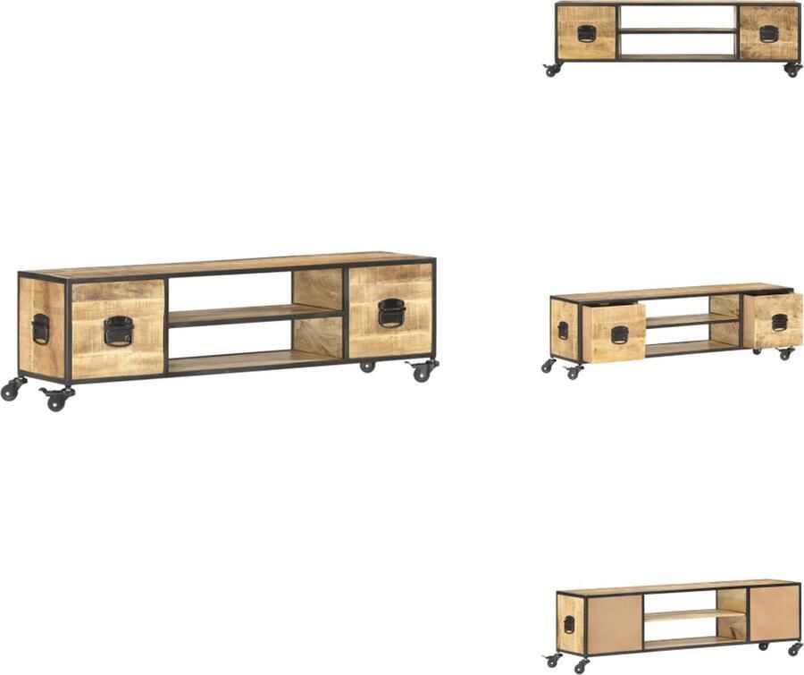 VidaXL Tv-meubel Tv-meubelen Tv-standaard Televisiemeubel Tv-meubel 130x30x39 cm massief mangohout
