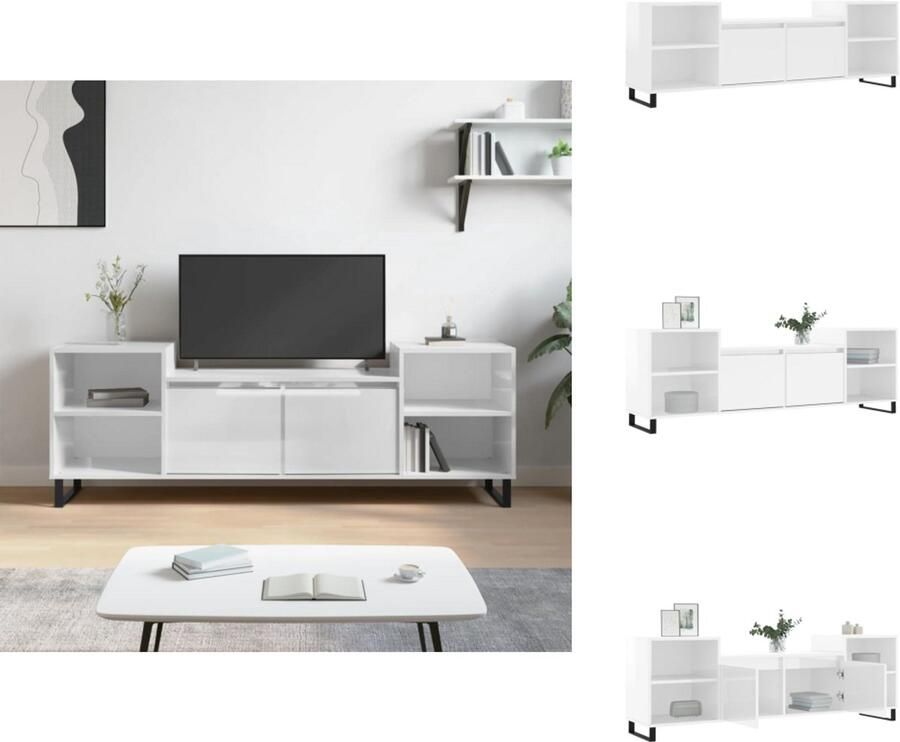 VidaXL Tv-meubel Tv-meubelen Tv-standaard Televisiemeubel Tv-meubel 160x35x55 cm bewerkt hout hoogglans wit