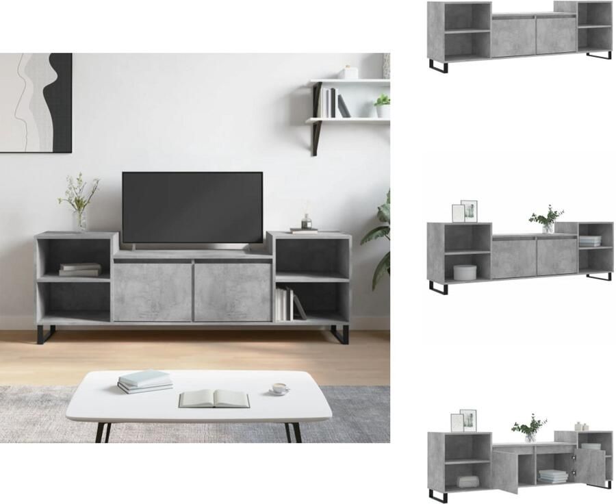 VidaXL Tv-meubel Tv-meubelen Tv-standaard Televisiemeubel Tv-meubel 160x35x55 cm bewerkt hout betongrijs