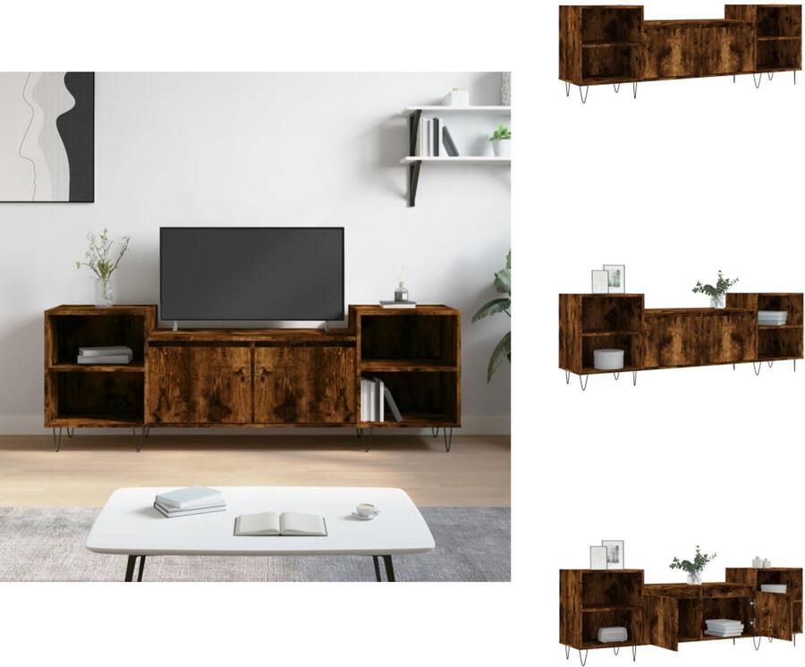 VidaXL Tv-meubel Tv-meubelen Tv-standaard Televisiemeubel Tv-meubel 160x35x55 cm bewerkt hout gerookt eikenkleurig