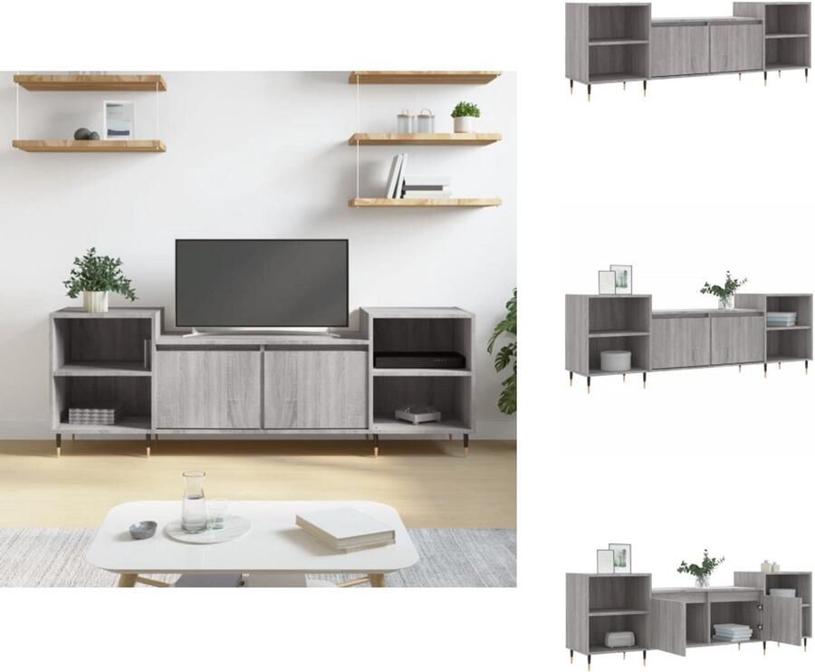 The Living Store TV-meubel Sonoma Eiken 160 x 35 x 55 cm Voldoende opbergruimte Tv-meubel Salontafel Kast Houten Tv-kast Media Kast - Foto 2