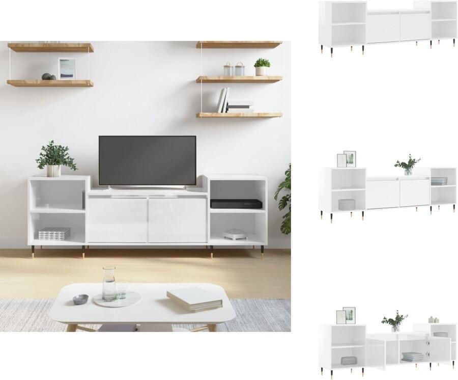 VidaXL Tv-meubel Tv-meubelen Tv-standaard Televisiemeubel Tv-meubel 160x35x55 cm bewerkt hout hoogglans wit