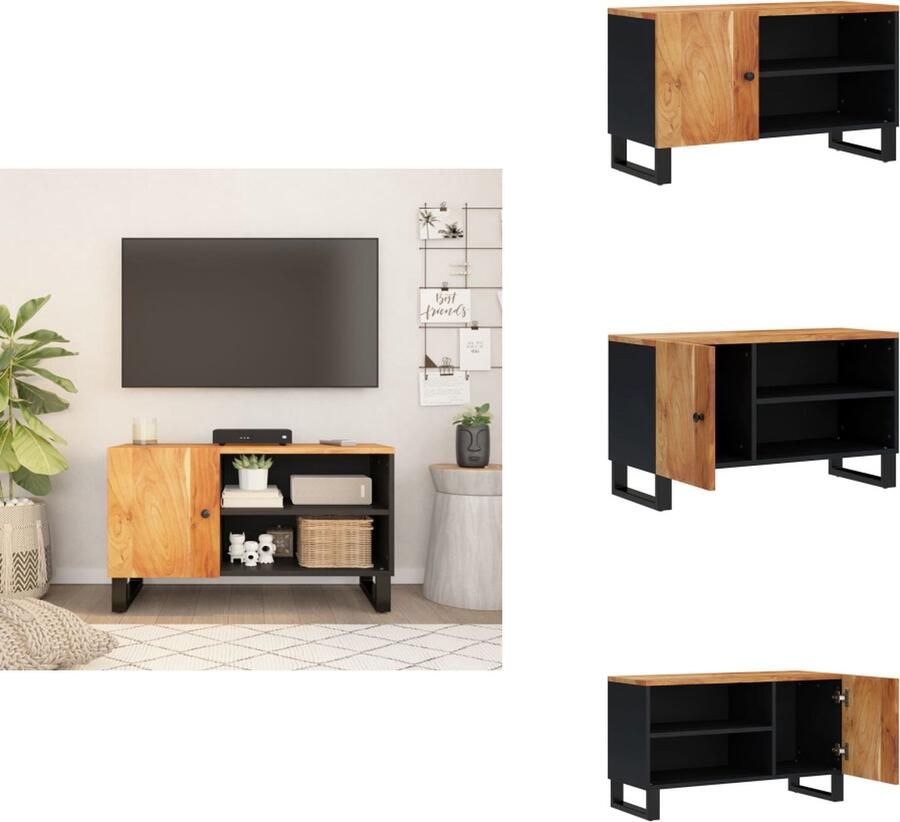 VidaXL Tv-meubel Tv-meubelen Tv-standaard Televisiemeubel Tv-meubel 80x33x46 cm massief acaciahout en bewerkt hout