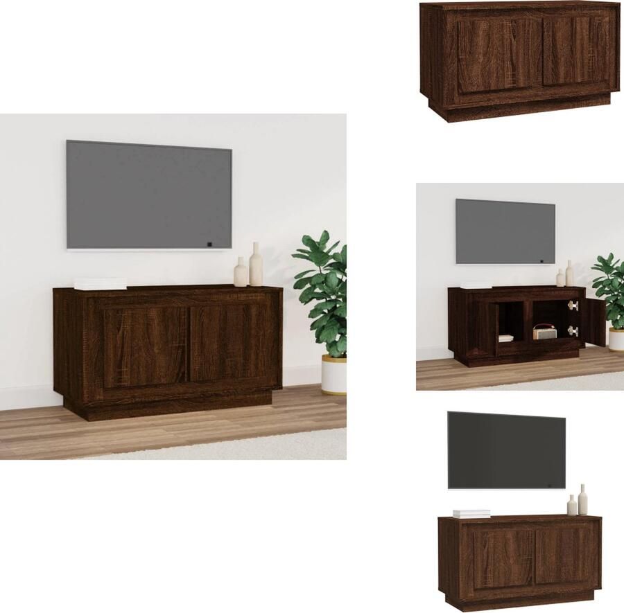 VidaXL TV-meubel Bruineiken 80x35x45 cm Trendy en praktisch design duurzaam bewerkt hout voldoende opbergruimte stevig blad praktische deuren Handleiding inbegrepen Kast