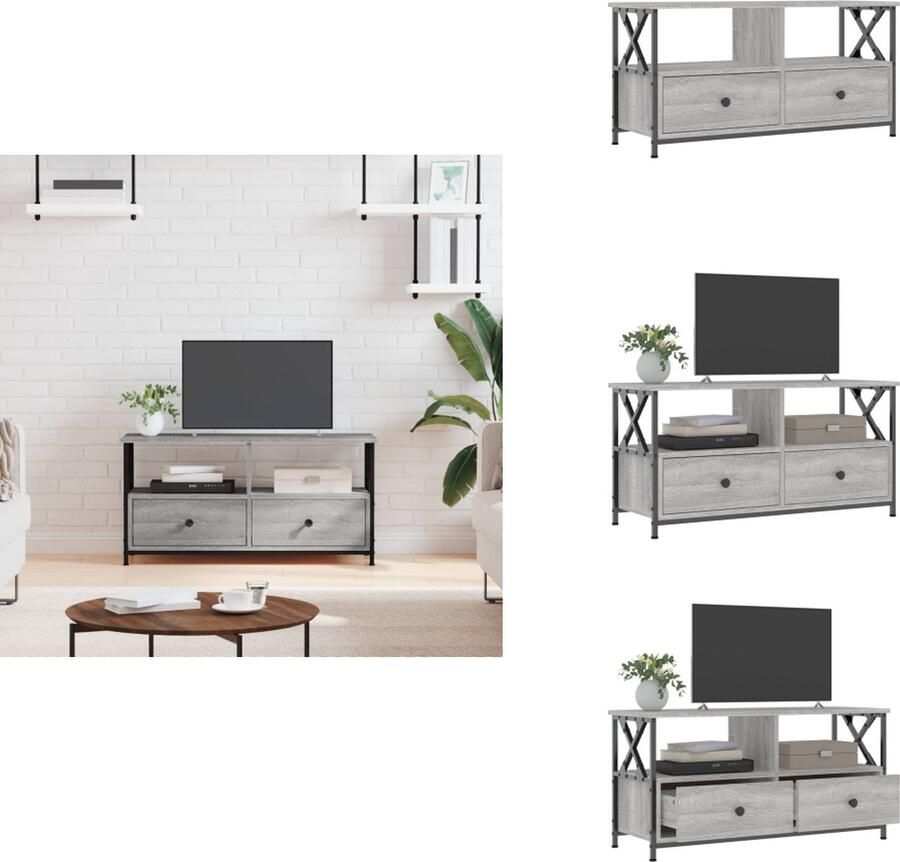 VidaXL Tv-meubel Tv-meubelen Tv-standaard Televisiemeubel Tv-meubel 90x33x45 cm bewerkt hout grijs sonoma eikenkleurig