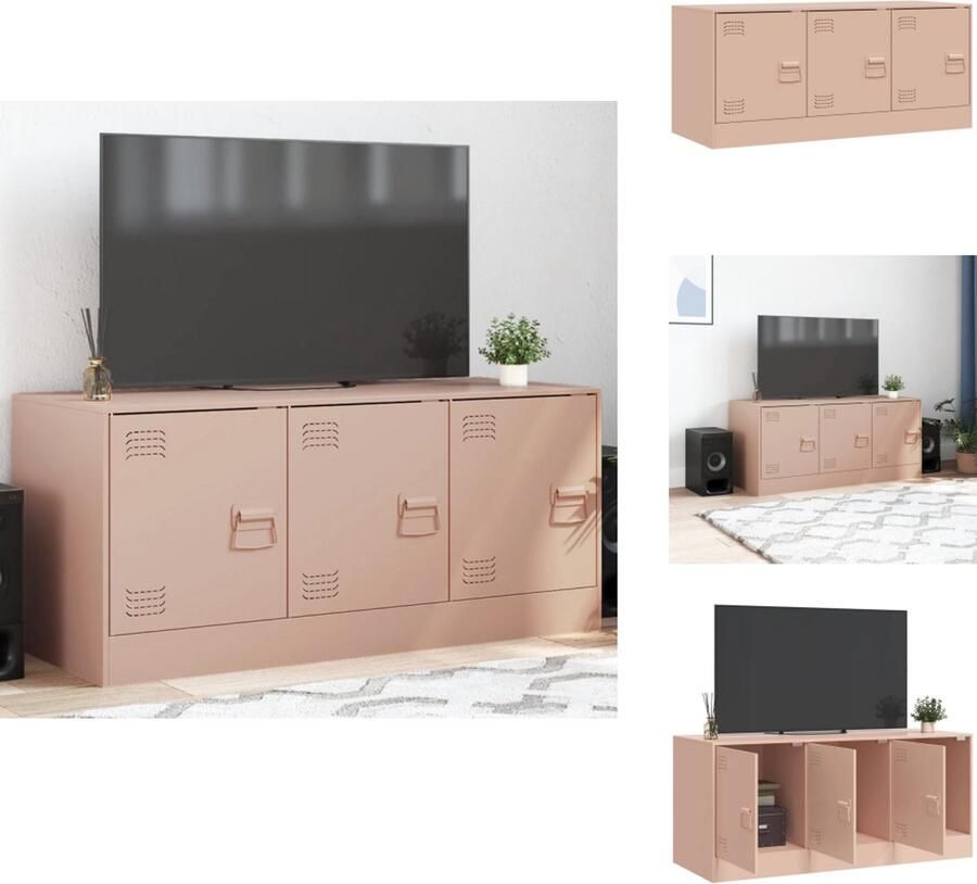 VidaXL Tv-meubel Tv-meubelen Tv-standaard Televisiemeubel Tv-meubel 99x39x44 cm staal roze