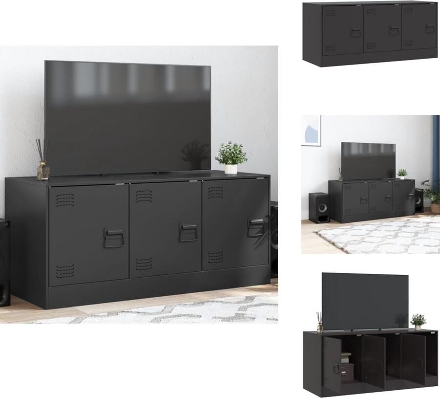 VidaXL Tv-meubel Tv-meubelen Tv-standaard Televisiemeubel Tv-meubel 99x39x44 cm staal zwart