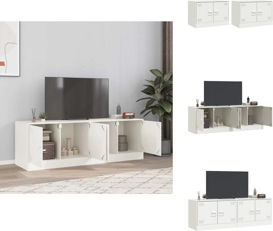 VidaXL Tv-meubel Tv-meubelen Tv-standaard Televisiemeubel Tv-meubelen 2 st 67x39x44 cm staal wit