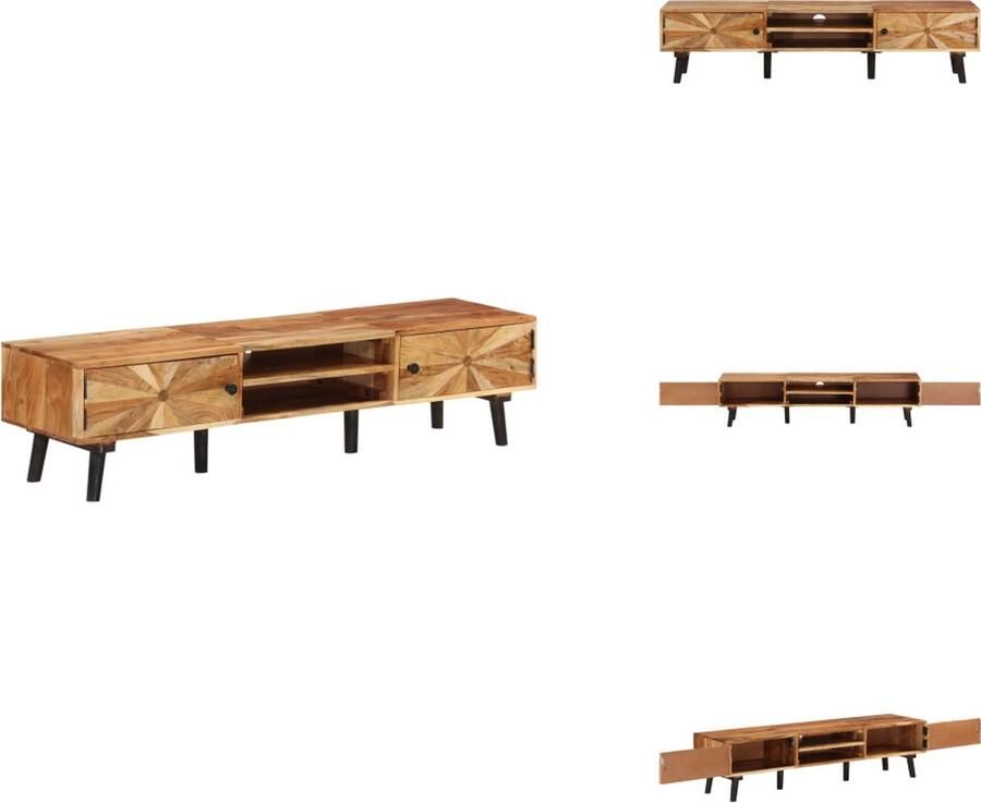 VidaXL Tv-meubel Tv Meubels Houten Tv-meubel Tv-standaard Met Opberger Tv-meubel 145x35x35 cm massief acaciahout