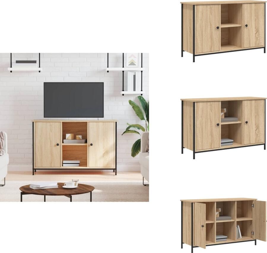 VidaXL Tv-meubel Tv-meubels Kast Dressoir Tv-meubel 100x35x65 cm bewerkt hout sonoma eikenkleurig - Foto 2