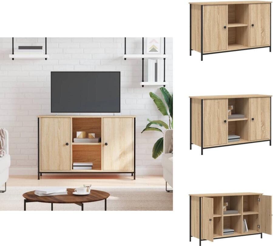 VidaXL Tv-meubel Tv-meubels Kast Dressoir Tv-meubel 100x35x65 cm bewerkt hout sonoma eikenkleurig