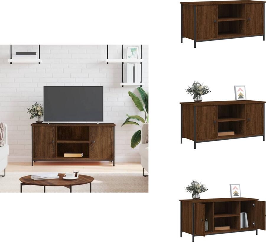 VidaXL Tv-meubel Tv-meubels Kast Dressoir Tv-meubel 100x40x50 cm bewerkt hout bruineikenkleurig - Foto 2