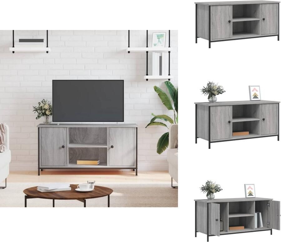 VidaXL Tv-meubel Tv-meubels Kast Dressoir Tv-meubel 100x40x50 cm bewerkt hout grijs sonoma eikenkleurig