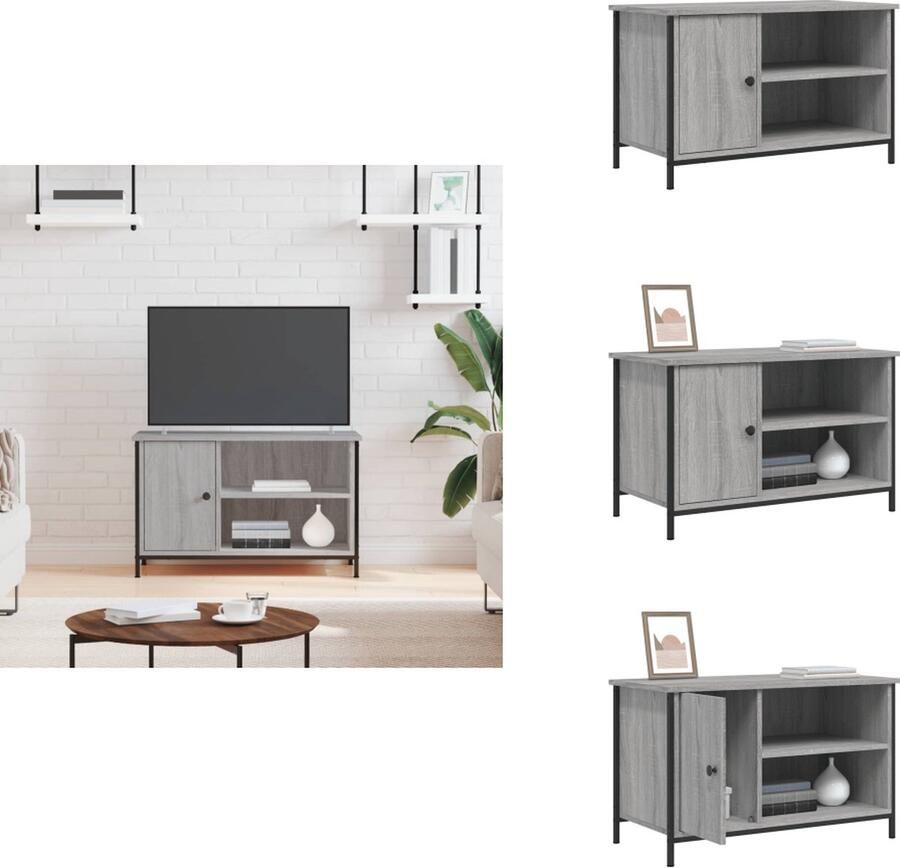 VidaXL Tv-meubel Tv-meubels Kast Dressoir Tv-meubel 80x40x50 cm bewerkt hout grijs sonoma eikenkleurig - Foto 2