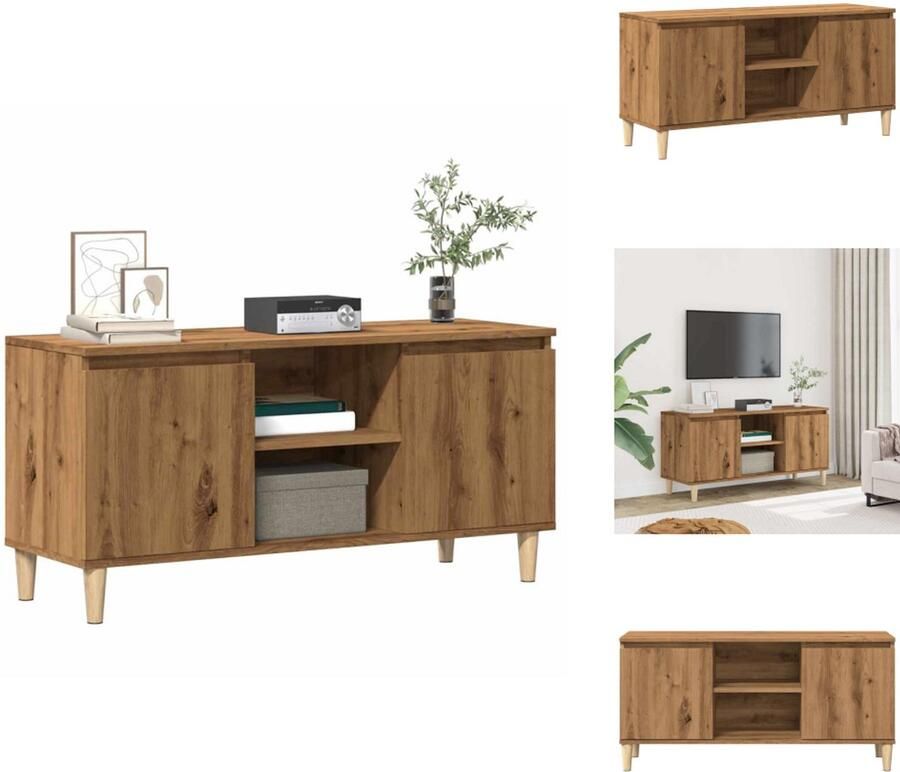 VidaXL Tv-meubel Tv-meubels Tv-kast Hifi-kast Tv-meubel 102x35x50 cm bewerkt hout artisanaal eikenkleur