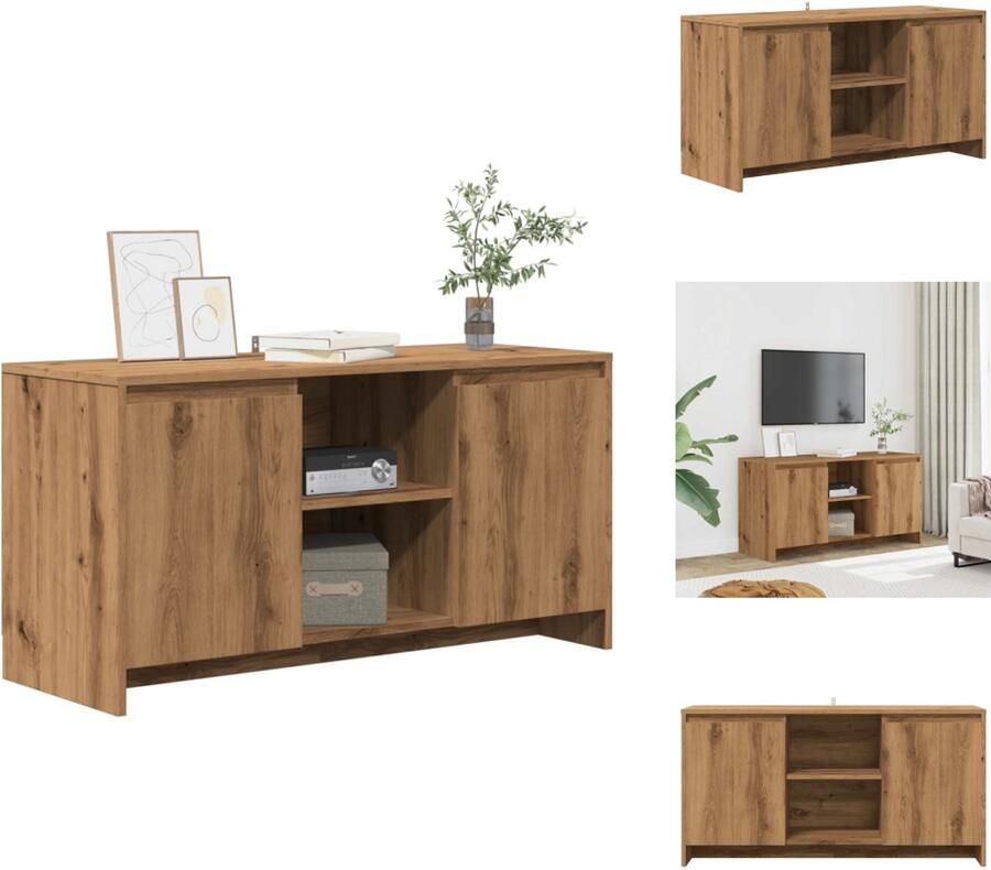 VidaXL Tv-meubel Tv-meubels Tv-kast Hifi-kast Tv-meubel 102x37 5x52 5 cm bewerkt hout artisanaal eikenkleur