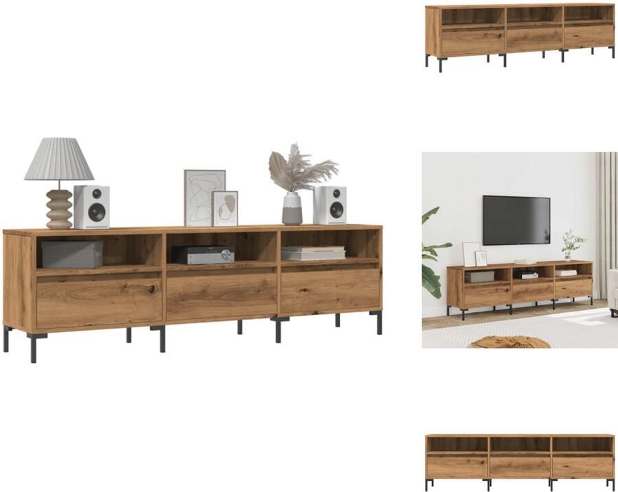 VidaXL Tv-meubel Tv-meubels Tv-kast Hifi-kast Tv-meubel 150x30x44 5 cm bewerkt hout artisanaal eikenkleur