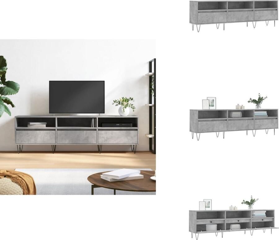 VidaXL Tv-meubel Tv-meubels Tv-kast Hifi-kast Tv-meubel 150x30x44 5 cm bewerkt hout betongrijs - Foto 3