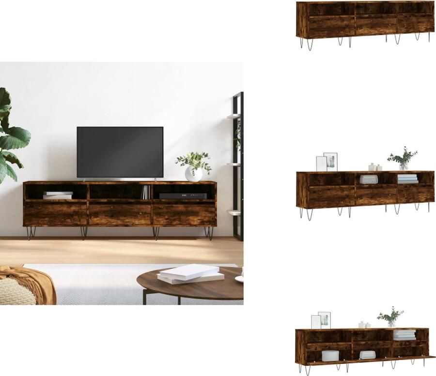 VidaXL Tv-meubel Tv-meubels Tv-kast Hifi-kast Tv-meubel 150x30x44 5 cm bewerkt hout gerookt eikenkleurig