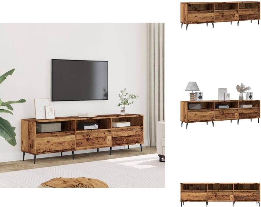 VidaXL Tv-meubel Tv-meubels Tv-kast Hifi-kast Tv-meubel 150x30x44 5 cm bewerkt hout oud houtkleurig - Foto 2