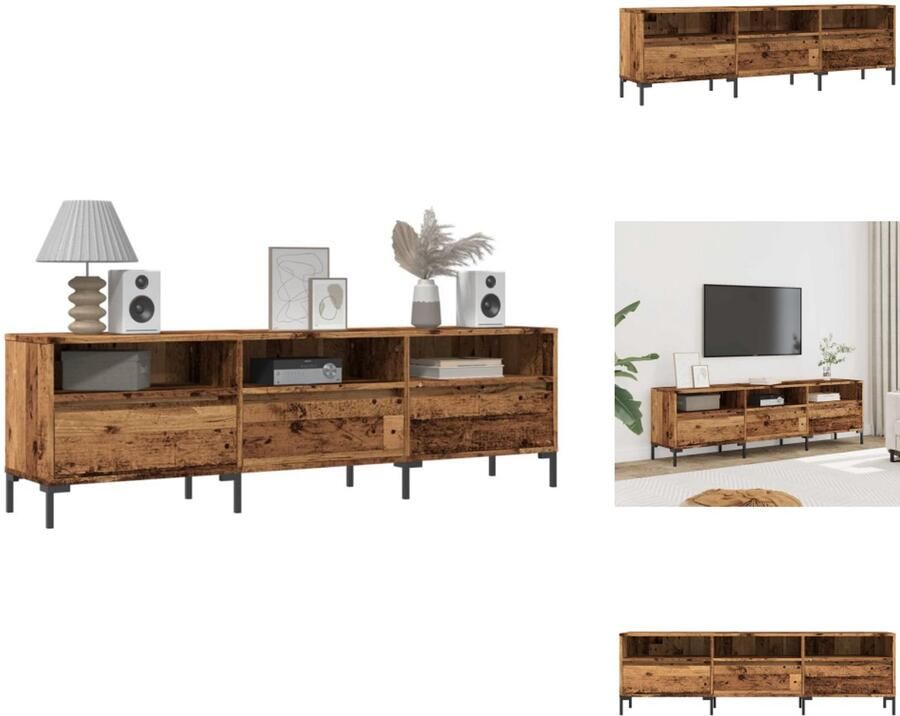 VidaXL Tv-meubel Tv-meubels Tv-kast Hifi-kast Tv-meubel 150x30x44 5 cm bewerkt hout oud houtkleurig
