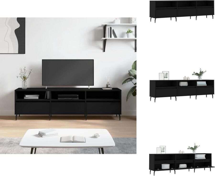 VidaXL Tv-meubel Tv-meubels Tv-kast Hifi-kast Tv-meubel 150x30x44-5 cm bewerkt hout zwart