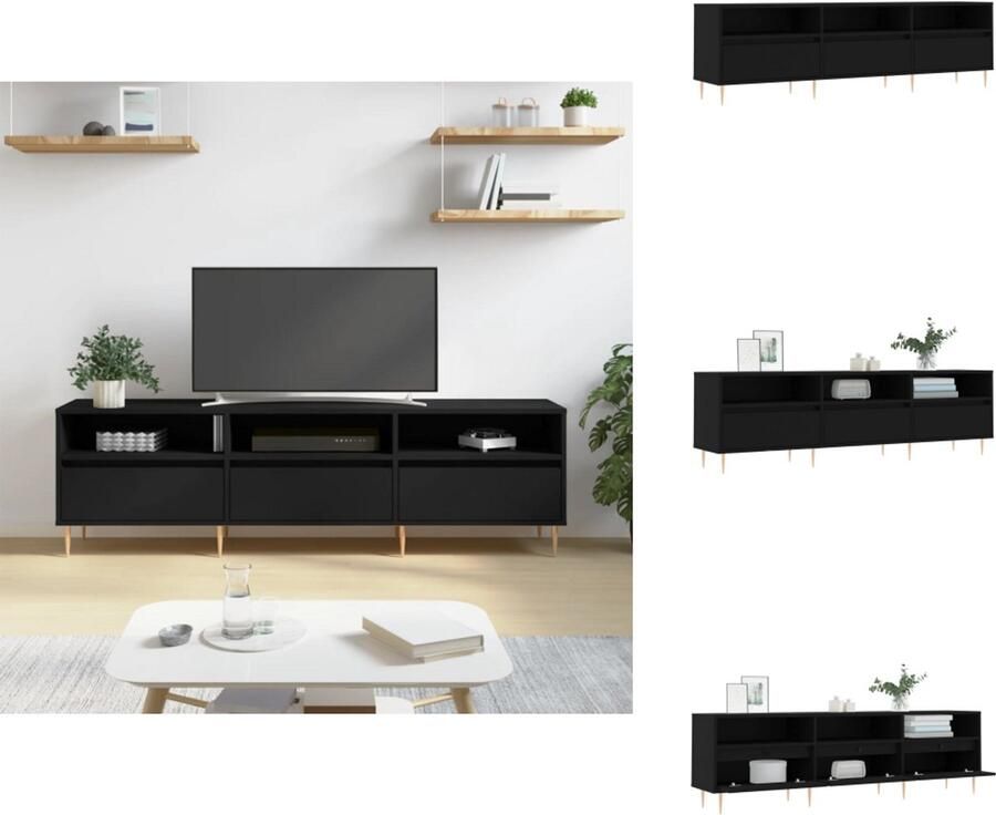 VidaXL Tv-meubel Tv-meubels Tv-kast Hifi-kast Tv-meubel 150x30x44 5 cm bewerkt hout zwart