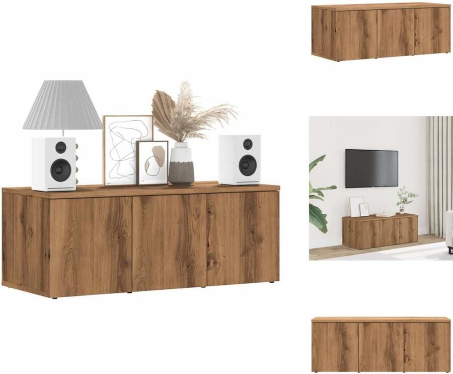 VidaXL Tv-meubel Tv-meubels Tv-kast Hifi-kast Tv-meubel 80x34x30 cm bewerkt hout artisanaal eikenkleur