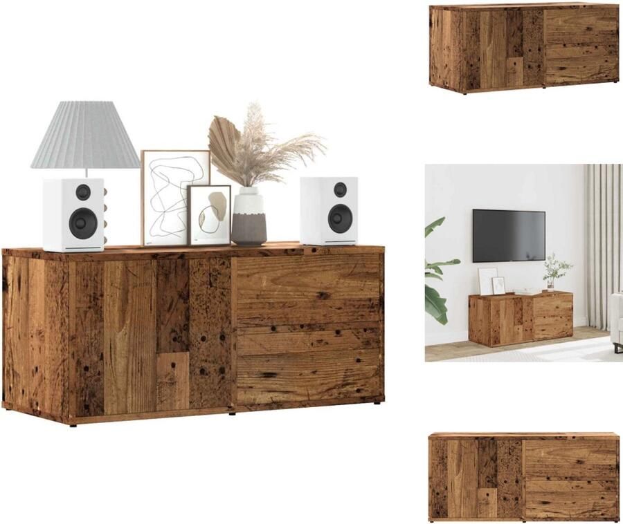 VidaXL Tv-meubel Tv-meubels Tv-kast Hifi-kast Tv-meubel 80x34x35 5 cm bewerkt hout oud houtkleurig