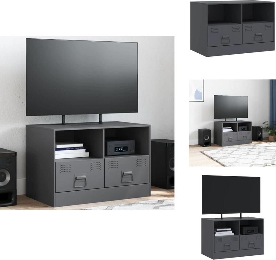 VidaXL Tv-meubel Tv-meubels Tv Kast Opbergkast Tv-meubel 67x39x44 cm staal antracietkleurig