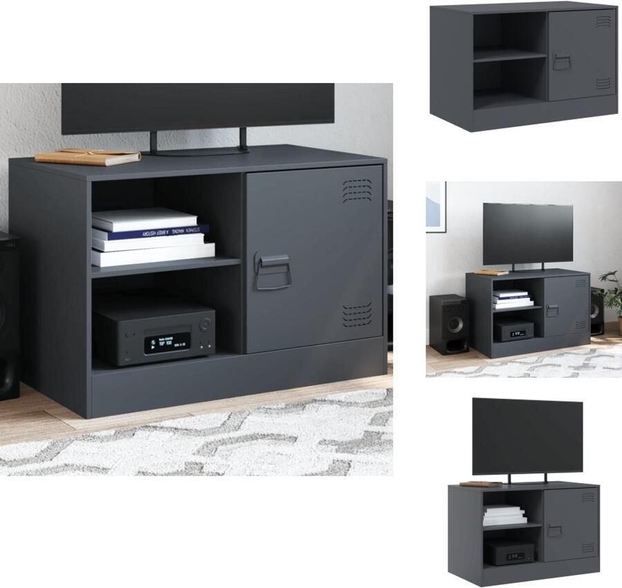 VidaXL Tv-meubel Tv-meubels Tv Kast Opbergkast Tv-meubel 67x39x44 cm staal antracietkleurig - Foto 2