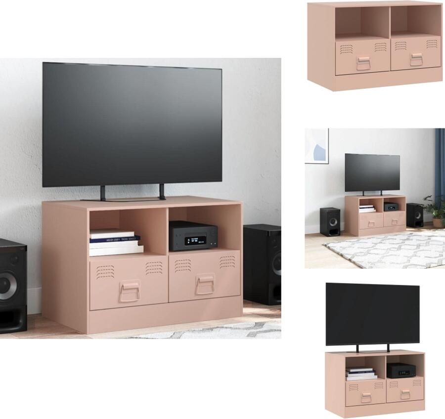 VidaXL Tv-meubel Tv-meubels Tv Kast Opbergkast Tv-meubel 67x39x44 cm staal roze