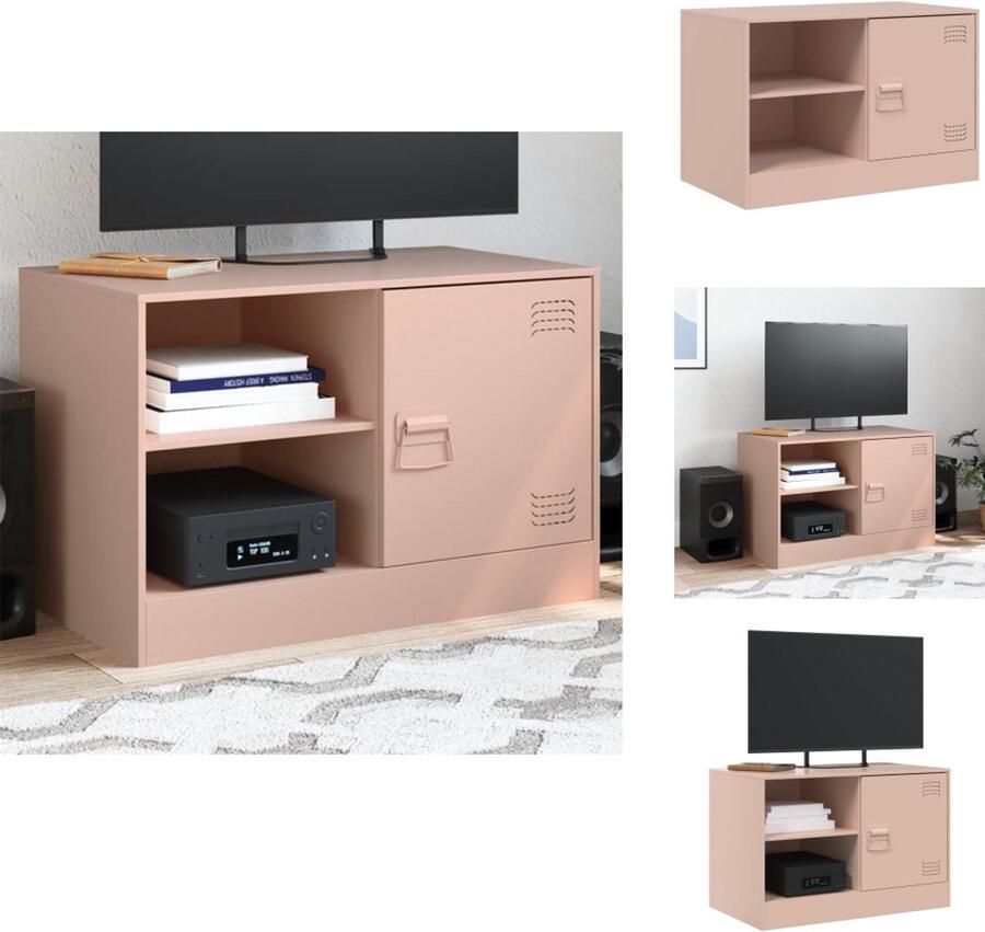 VidaXL Tv-meubel Tv-meubels Tv Kast Opbergkast Tv-meubel 67x39x44 cm staal roze - Foto 2