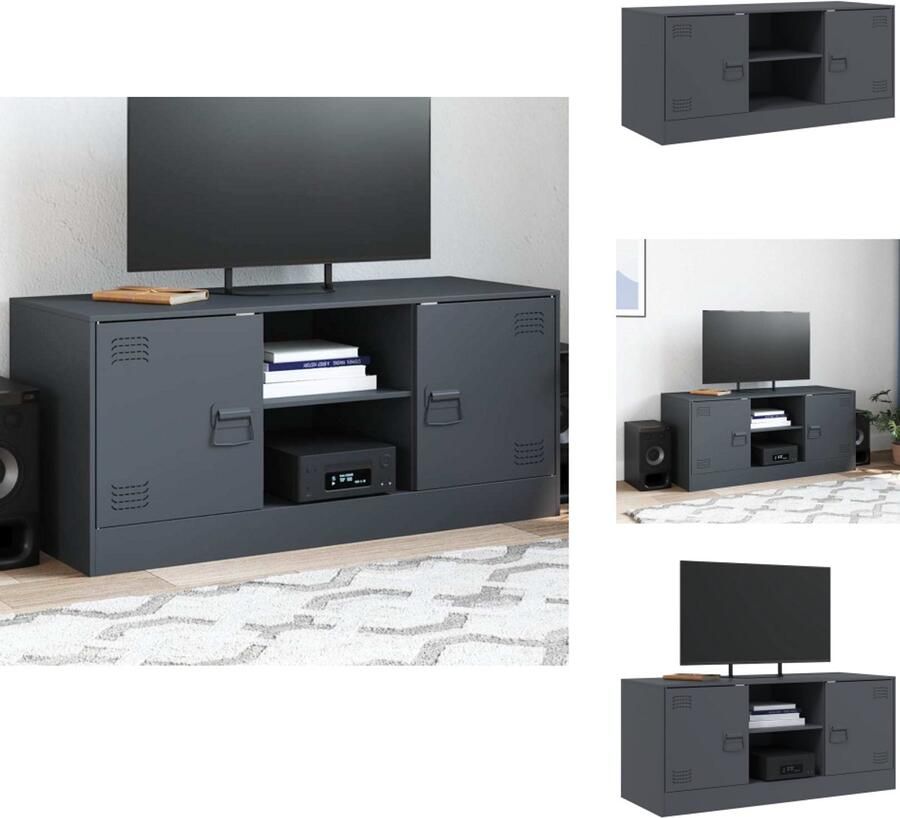 VidaXL Tv-meubel Tv-meubels Tv Kast Opbergkast Tv-meubel 99x39x44 cm staal antracietkleurig