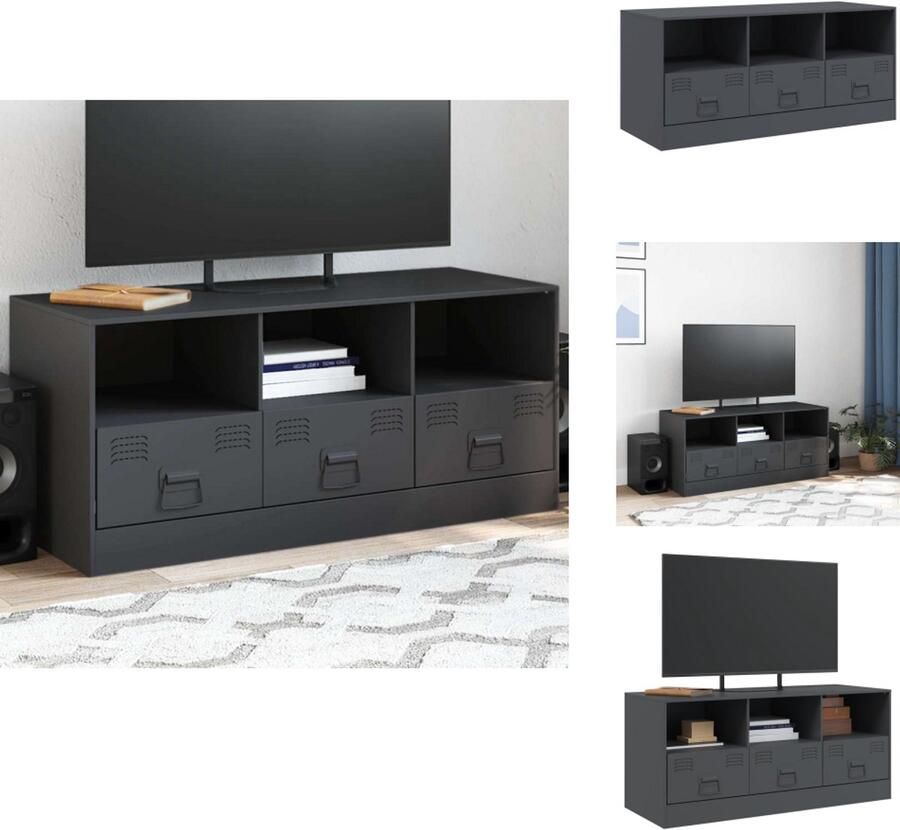 VidaXL Tv-meubel Tv-meubels Tv Kast Opbergkast Tv-meubel 99x39x44 cm staal antracietkleurig
