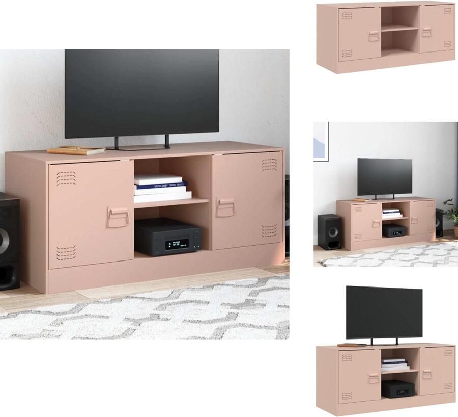 VidaXL Tv-meubel Tv-meubels Tv Kast Opbergkast Tv-meubel 99x39x44 cm staal roze