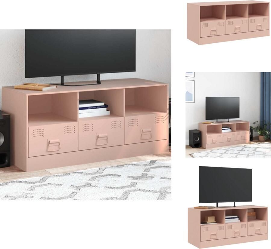VidaXL Tv-meubel Tv-meubels Tv Kast Opbergkast Tv-meubel 99x39x44 cm staal roze
