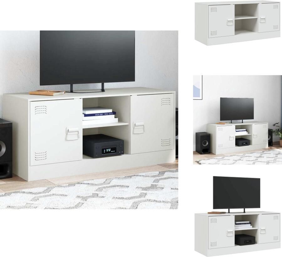 VidaXL Tv-meubel Tv-meubels Tv Kast Opbergkast Tv-meubel 99x39x44 cm staal wit
