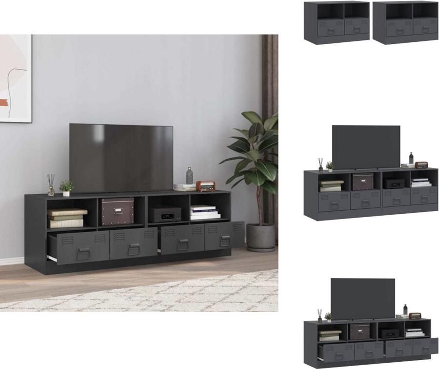 VidaXL Tv-meubel Tv-meubels Tv Kast Opbergkast Tv-meubelen 2 st 67x39x44 cm staal antracietkleurig